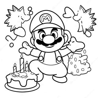 Aniversário Do Mario Páginas Para Colorir