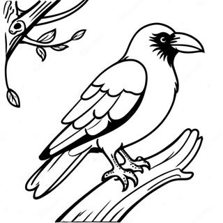 Pagina Para Colorir De Corvo Empoleirado Em Um Galho Páginas Para Colorir
