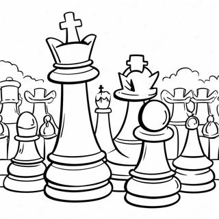 Pagina Para Colorir De Pecas De Xadrez Gigantes No Parque 104332 42169