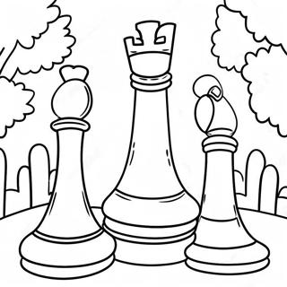 Pagina Para Colorir De Pecas De Xadrez Gigantes No Parque 104332 42170