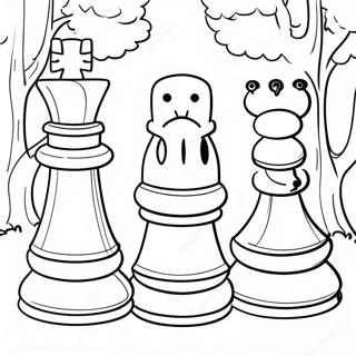Pagina Para Colorir De Pecas De Xadrez Gigantes No Parque 104332 42172
