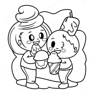 Pagina Para Colorir De Um Casal Doce Compartilhando Sorvete 105486 43075