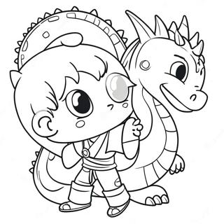 Pagina Para Colorir Do Garoto Anime Com Companheiro Dragao 105822-43337