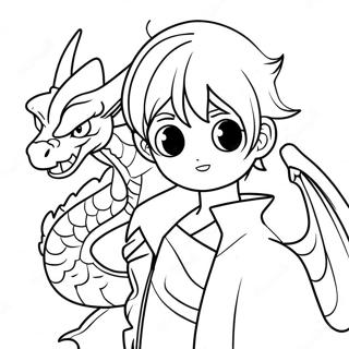 Pagina Para Colorir Do Garoto Anime Com Companheiro Dragao 105822-43338