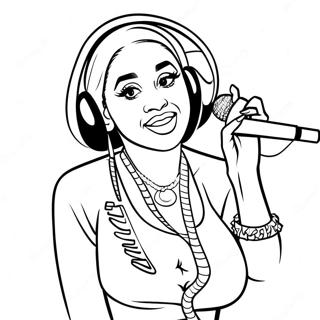 Pagina Para Colorir Da Cardi B Com Microfone 105849-43361