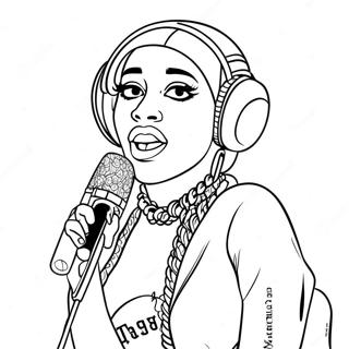 Pagina Para Colorir Da Cardi B Com Microfone 105849-43362