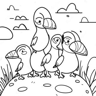 Pagina Para Colorir De Amigos Felizes De Puffin Rock 106209 43640