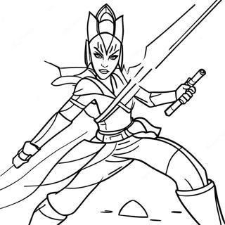 Pagina Para Colorir Ahsoka Tano Em Batalha 107255-44453