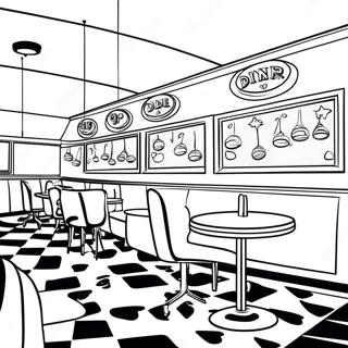 Pagina Para Colorir Diner Vintage Dos Anos 1950 107306-44494