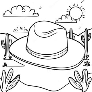 Pagina Para Colorir Chapeu De Cowboy Vintage Em Cena Do Deserto 109057-45922