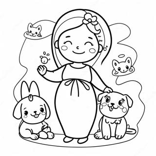 Pagina Para Colorir De Linda Gravida Com Animais De Estimacao 109983 46645