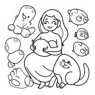 Pagina Para Colorir De Linda Gravida Com Animais De Estimacao 109983 46646