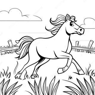 Pagina Para Colorir Do Mustang Galopando Em Um Campo 110189-46805