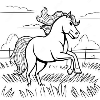 Pagina Para Colorir Do Mustang Galopando Em Um Campo 110189-46806