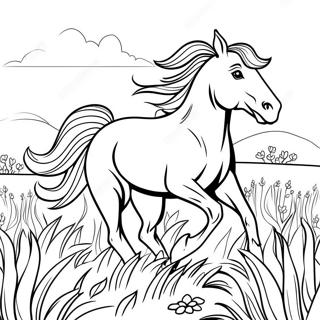 Pagina Para Colorir Do Mustang Galopando Em Um Campo 110189-46807