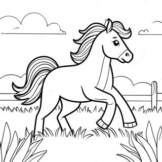 Pagina Para Colorir Do Mustang Galopando Em Um Campo 110189-46808