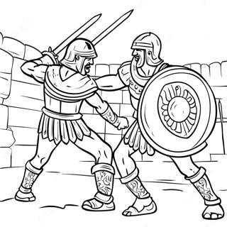 Página Para Colorir De Gladiadores Romanos Em Batalha Páginas Para Colorir