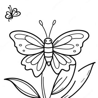 Pagina Para Colorir De Borboleta Realista Em Uma Flor 1104-86