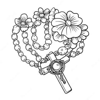 Pagina Para Colorir Do Bonito Rosario Com Flores 110625-47139