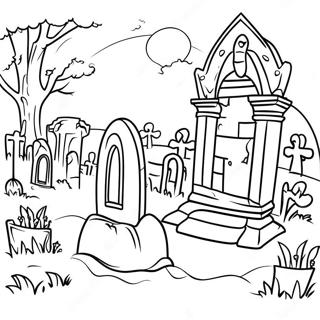 Pagina Para Colorir Cemiterio Noturno Sinistro 111887-48155