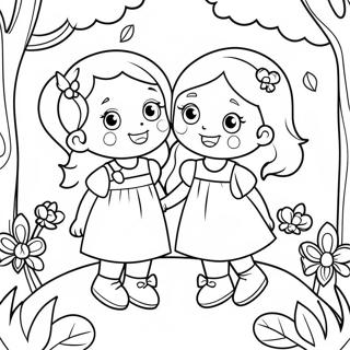 Pagina Para Colorir De Irmas Brincalhonas Em Um Jardim 112346-48511