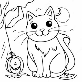 Pagina Para Colorir Do Gato Preto Assustador De Halloween 112727-48802