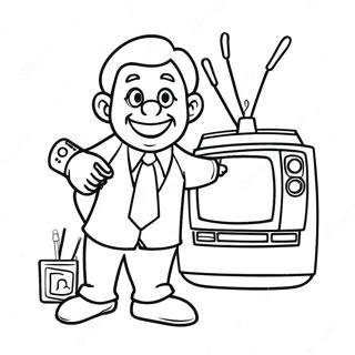 Pagina Para Colorir Do Homem Da Tv Engracado Com Controle Remoto 112753-48821