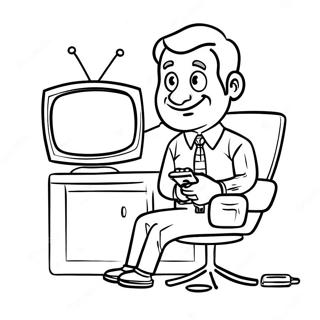 Pagina Para Colorir Do Homem Da Tv Engracado Com Controle Remoto 112753-48822