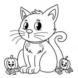 Gato Preto De Halloween Páginas Para Colorir