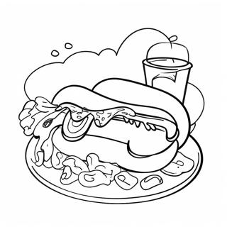 Delicioso Cachorro Quente Com Ketchup E Mostarda Pagina Para Colorir Páginas Para Colorir