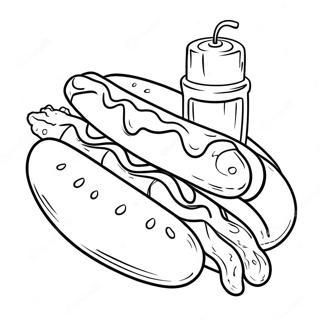 Delicioso Cachorro Quente Com Ketchup E Mostarda Pagina Para Colorir Páginas Para Colorir