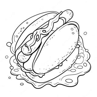 Delicioso Cachorro Quente Com Ketchup E Mostarda Pagina Para Colorir Páginas Para Colorir
