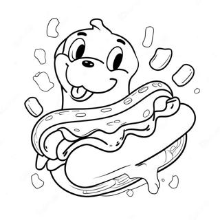 Personagem De Cachorro Quente Feliz Pagina Para Colorir 114018 49931