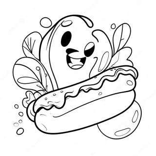 Personagem De Cachorro Quente Feliz Pagina Para Colorir 114018 49932