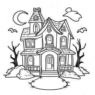 Casa Assombrada Halloween Assustador Páginas Para Colorir