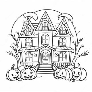 Casa Assombrada Halloween Assustador Páginas para Colorir