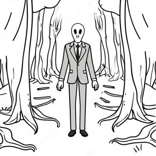 Pagina Para Colorir Do Slenderman Assustador Na Floresta 115767-51281