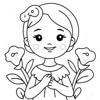 Pagina Para Colorir Tia Fofa Com Flores 115871-51367