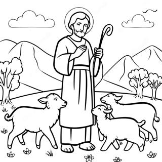 Bom Pastor Cuidando Dos Cordeiros Pagina Para Colorir 116443 51814