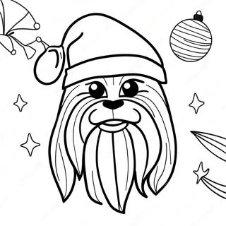 Pagina Para Colorir Chewbacca Com Um Chapeu De Papai Noel 116927-52347