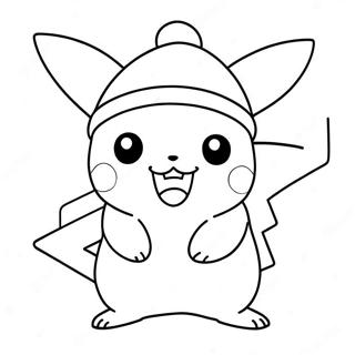 Pikachu Com Um Chapeu De Papai Noel Pagina Para Colorir 117056-52445