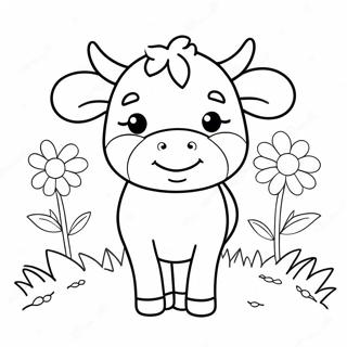 Vaca Fofa Com Flores Pagina Para Colorir 11711-822