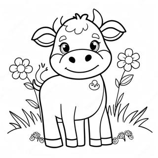 Vaca Fofa Com Flores Pagina Para Colorir 11711-823