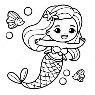 Sereia Majestosa Nadando Com Peixes Pagina Para Colorir Páginas Para Colorir