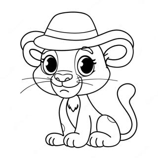 Pagina Para Colorir Da Fofa Pantera Cor De Rosa Com Um Chapeu 118269-53373