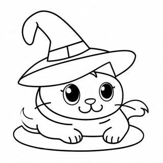 Gato Com Chapeu De Bruxa Pagina Para Colorir 118654 53793