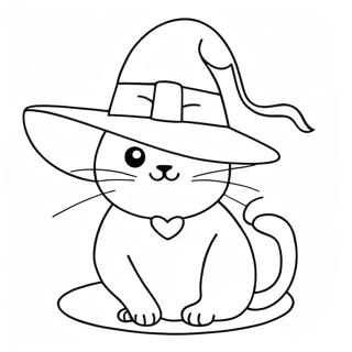 Gato Com Chapeu De Bruxa Pagina Para Colorir 118654 53794