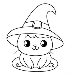 Gato Com Chapeu De Bruxa Pagina Para Colorir 118654 53796