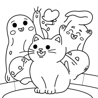 Gato Assustador Com Fantasmas Pagina Para Colorir 118655 53799