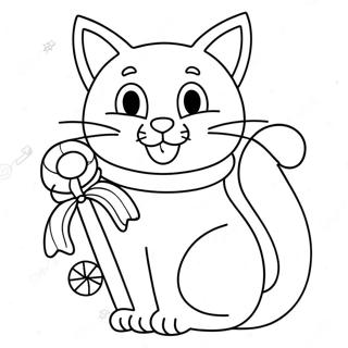 Pagina Para Colorir Do Gato Natalino Festivo Com Bastao De Doces 118911 53993